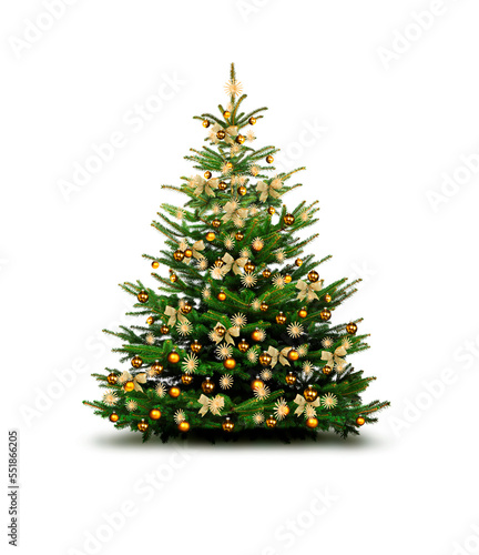 Weihnachtsbaum mit goldenen Schleifen