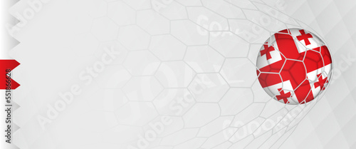 Banner design of a football ball with flag of Georgia in football net, the goal by national soccer team of Georgia.