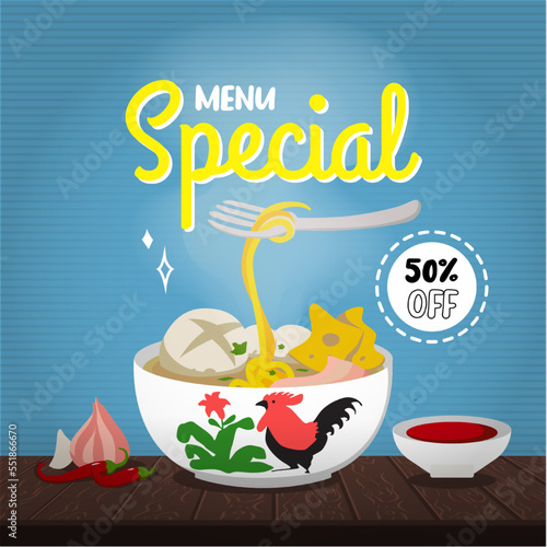bakso flat style illustration vector design