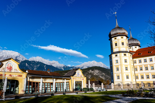 Exterior of Stams Abbey in Stams, Tirol, Austria, Europe photo