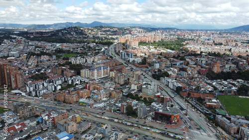 panoramic view of bogota with its streets and transportation #551867847