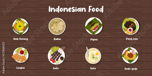 indonesian food flat style illustration design