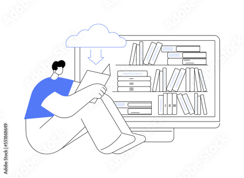 E-library abstract concept vector illustration.