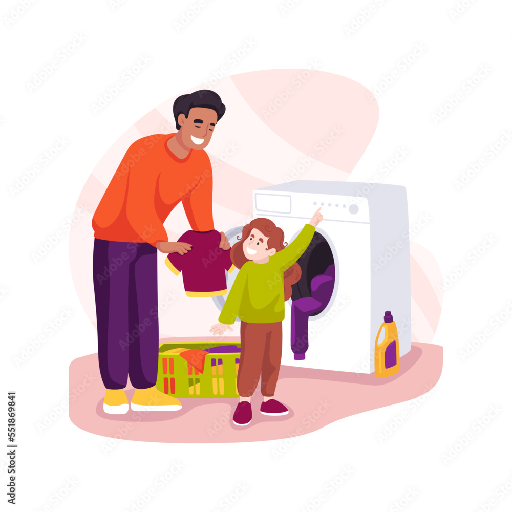 Doing laundry isolated cartoon vector illustration. Doing laundry isolated cartoon vector illustration.