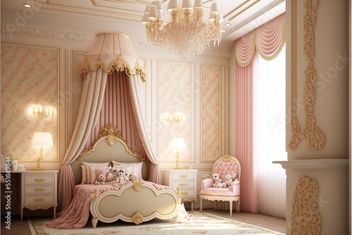 luxury sryle hildren's room interior shiny and sparkling