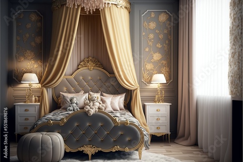 luxury sryle hildren's room interior shiny and sparkling photo