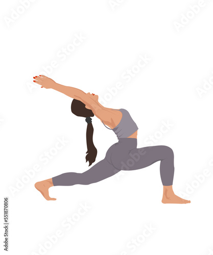 Woman doing yoga.Cute vector illustration in flat style. Woman practicing yoga.
