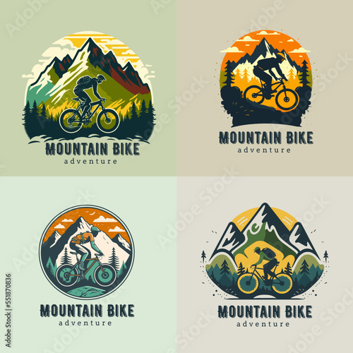 mountain bike logo set collection Bicycle downhill vintage logo label badge