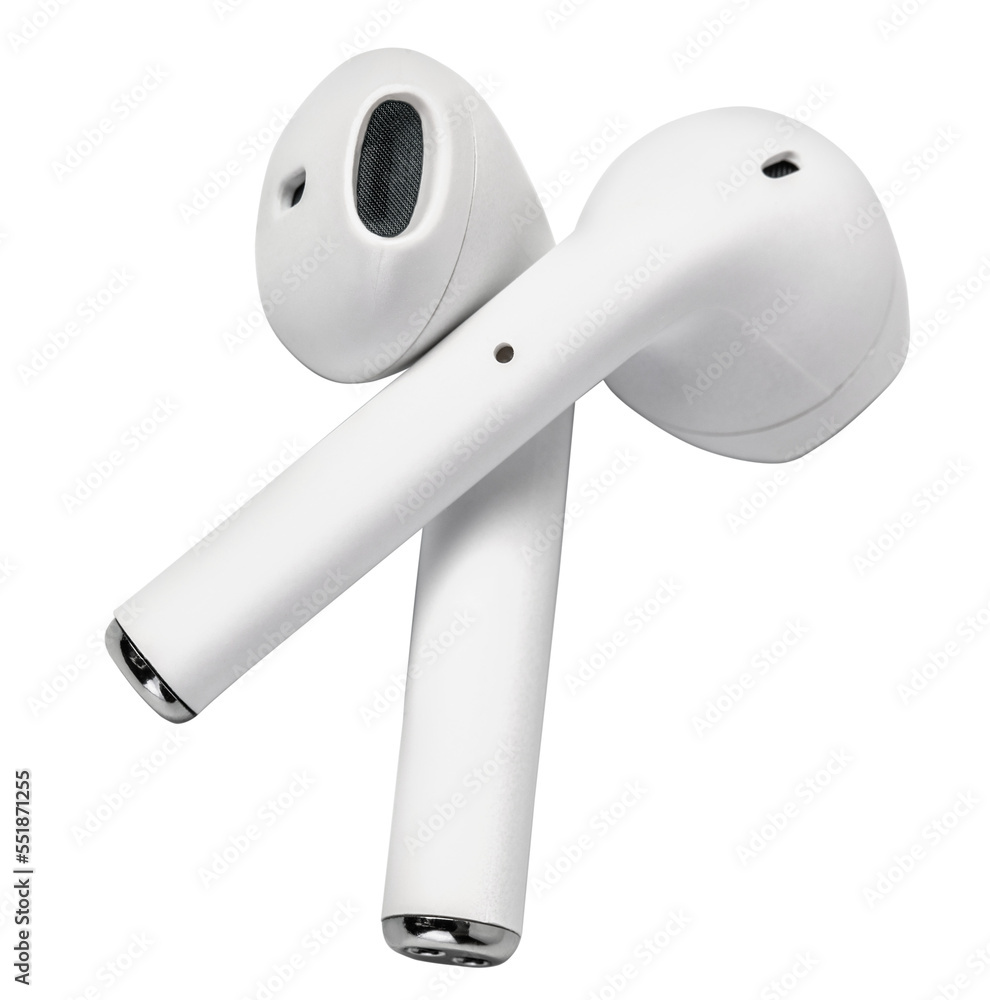 White headphones wireless earphones - obrazy, fototapety, plakaty 