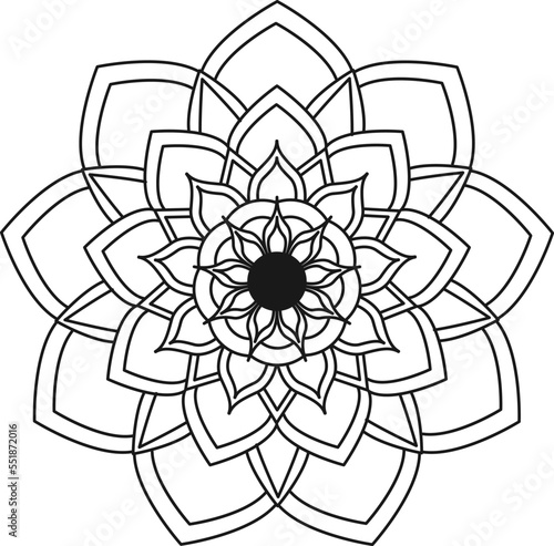 Easy Mandala coloring book simple and basic for beginners, seniors and children. Set of Mehndi flower pattern for Henna drawing and tattoo. Decoration in ethnic oriental, Indian style.