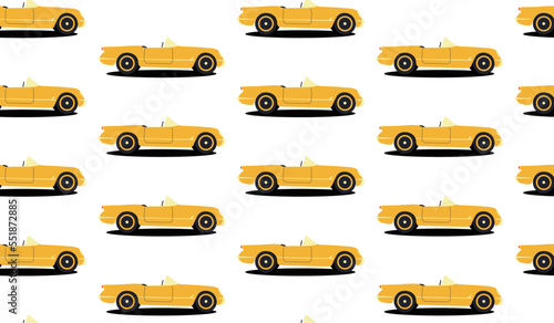 Seamless pattern with car in vintage style. Abstract texture background. Bright seamless pattern. Retro design. Vintage retro. Luxury illustration on white background