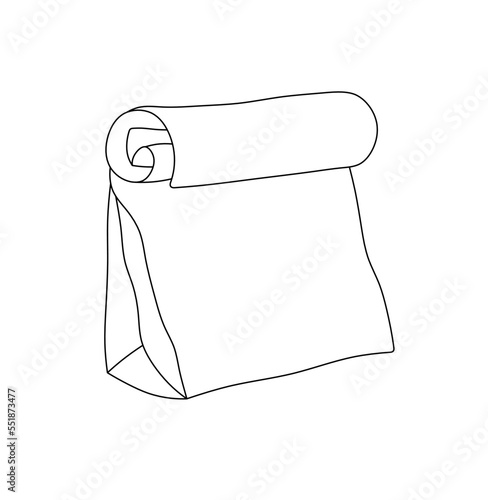 Vector isolated one simple minimal paper bag colorless black and white contour line easy drawing