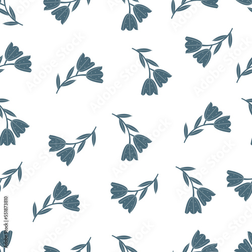Seamless pattern with blue flowers.