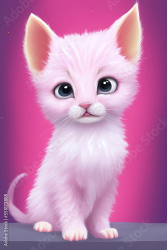 Portrait of a cute little pink kitten