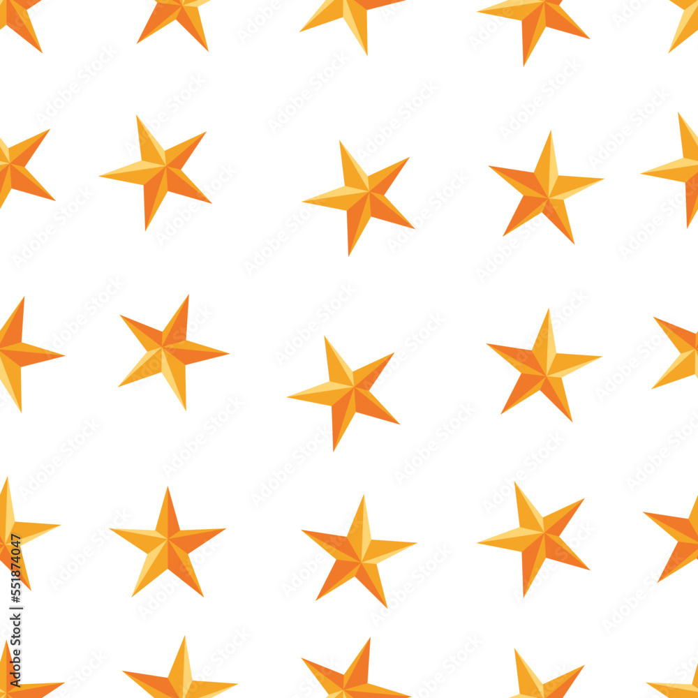 Seamless pattern with golden volumetric stars. Seamless pattern with golden volumetric stars.