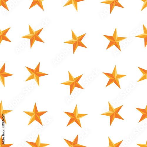 Seamless pattern with golden volumetric stars.