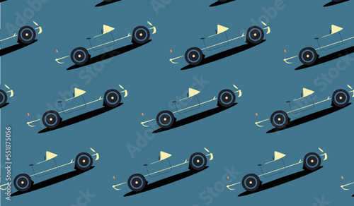 Seamless pattern with car in retro style. Pattern background. Background texture. Abstract background. Vintage print. Bright background. Luxury illustration. Bright seamless pattern.