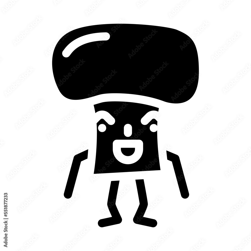mushroom character glyph icon vector. mushroom character sign. isolated symbol illustration