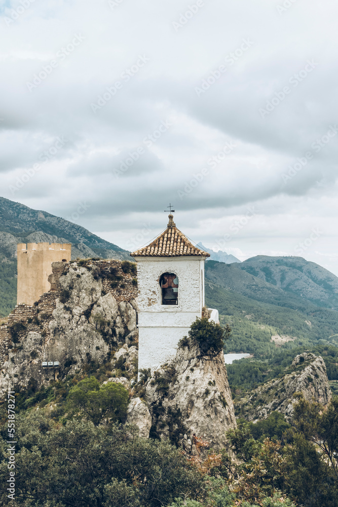 Bell tower of Guadalest built on a rock in height