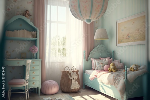 shabby chick style children room interior cute and beautyfull