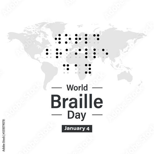 January 4th. World Braille Day. Background, poster, card, banner vector illustration