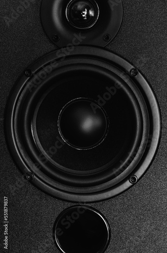black audio speaker black and white details