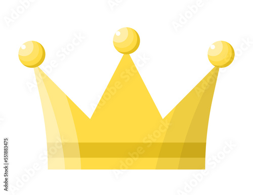 Vector cartoon gold crown isolated on white backdrop