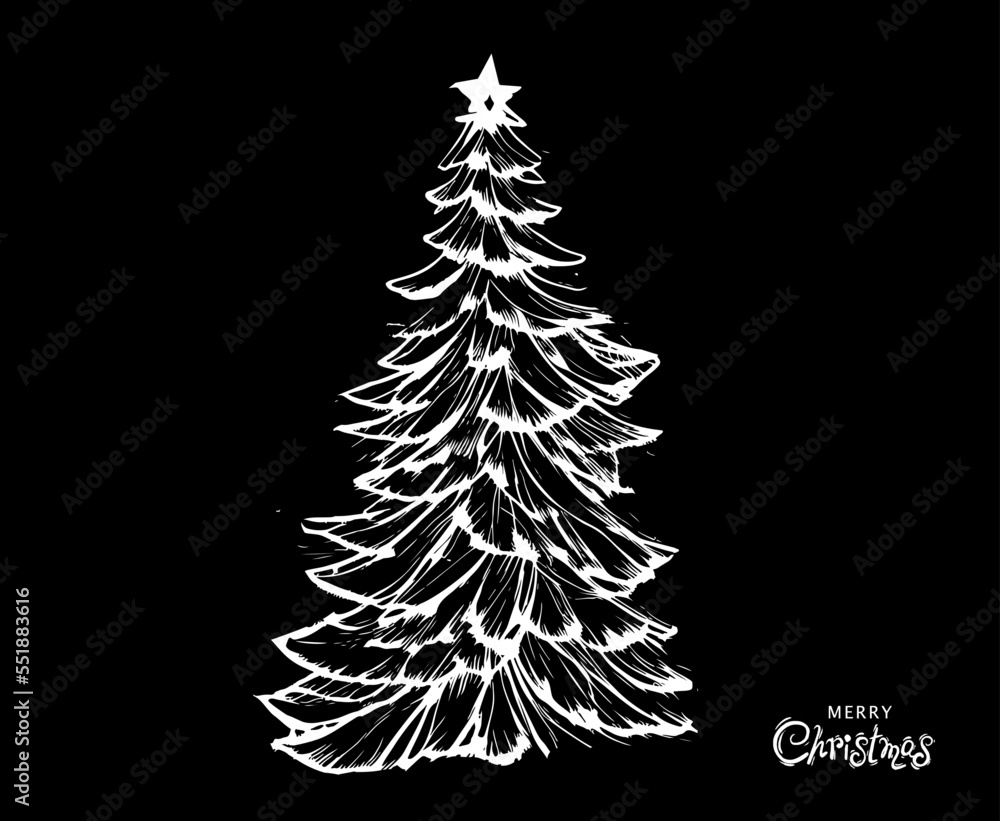 Obraz premium Christmas tree set, Hand drawn illustrations. 