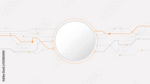 white grey circle technology background abstract. technology with line digital color grey, orange, dot, hi-tech, vector. circle technological for web banner, background, wallpaper, structure, object. 