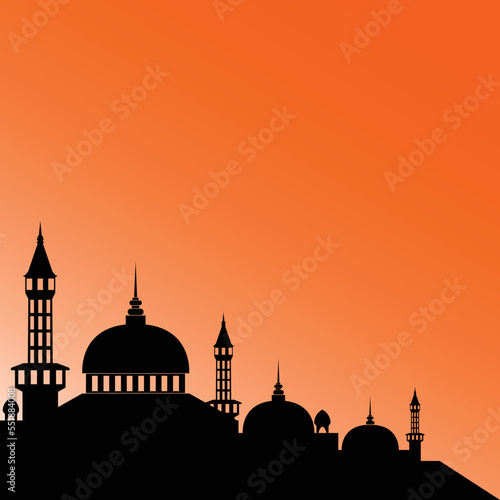 silhouette of mosque, mosque silhouette vector, mosque vector
