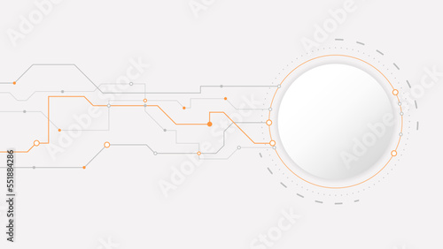 white grey circle technology background abstract. technology with line digital color grey, orange, dot, hi-tech, vector. circle technological for web banner, background, wallpaper, structure, object. 