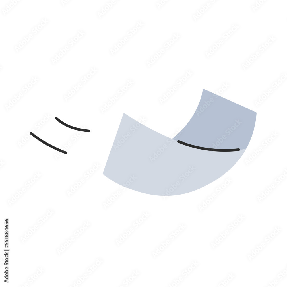 Flying piece of paper illustration. Vector minimalistic stock illustration isolated on white background Flying piece of paper illustration. Vector minimalistic stock illustration isolated on white background