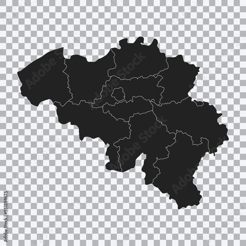Political map of the Belgium isolated on transparent background. High detailed vector illustration.