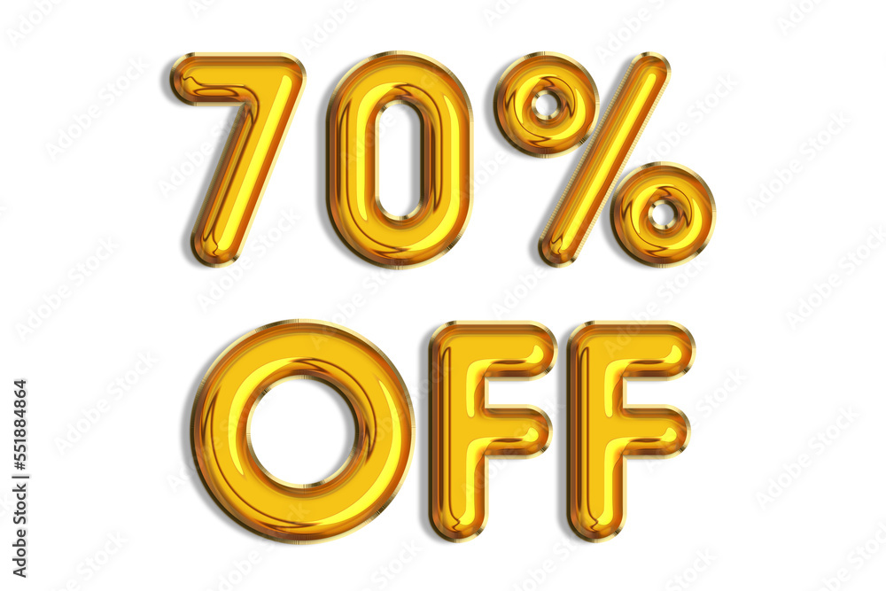 70% off discount promotion sale made of realistic 3d gold helium balloons. Illustration of golden percent symbol for selling poster, banner, ads, shopping concept. Numbers isolated on white background 70% off discount promotion sale made of realistic 3d gold helium balloons. Illustration of golden percent symbol for selling poster, banner, ads, shopping concept. Numbers isolated on white background
