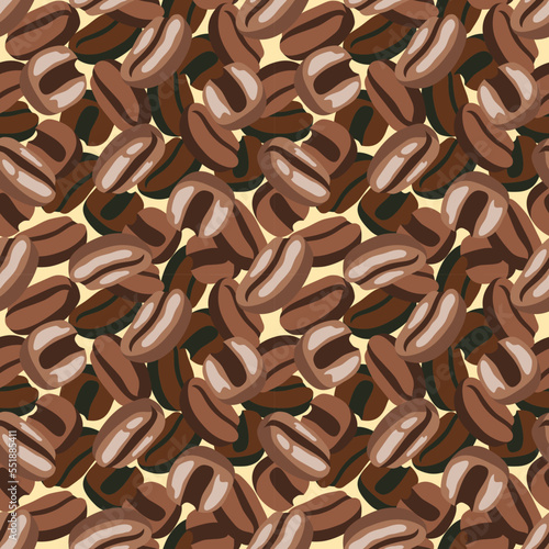 Coffee beans. Seamless pattern, background, print, vector illustration