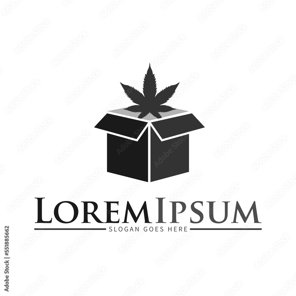 Cannabis box logo design on white background Cannabis box logo design on white background