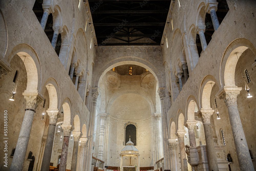 Details from interior of Cathedral basilic of city of Bari