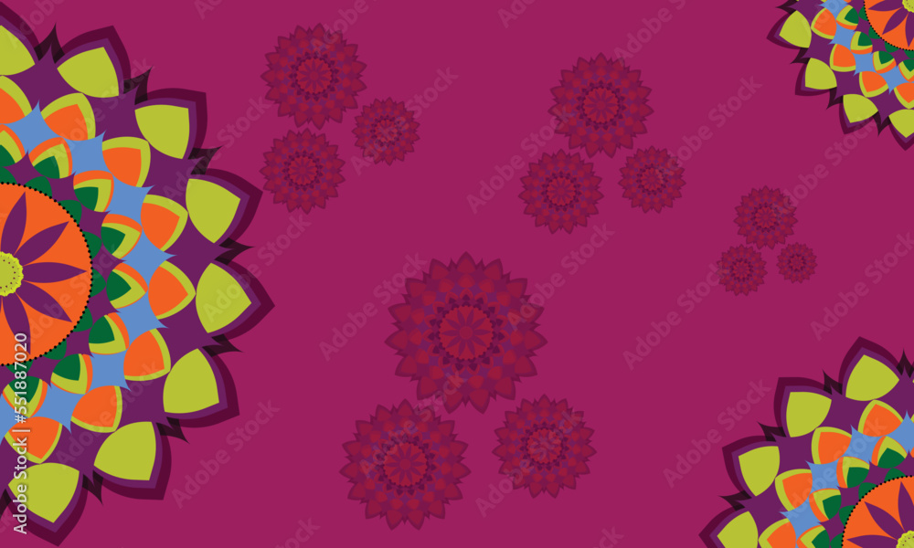 simple ornamental colorful mandala design background.