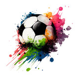 soccer ball on splashes color, Generative AI.