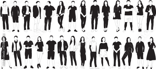 set silhouette of man and woman rejoice design vector isolated