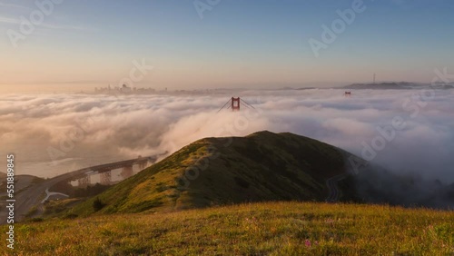 Golden Gate Bridge Foggy Sunrise Timelapse - San Francisco