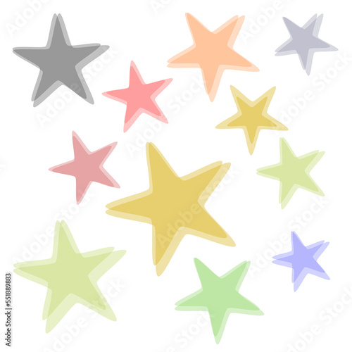 illustrazione con stelle marine colorate su sfondo trasparente