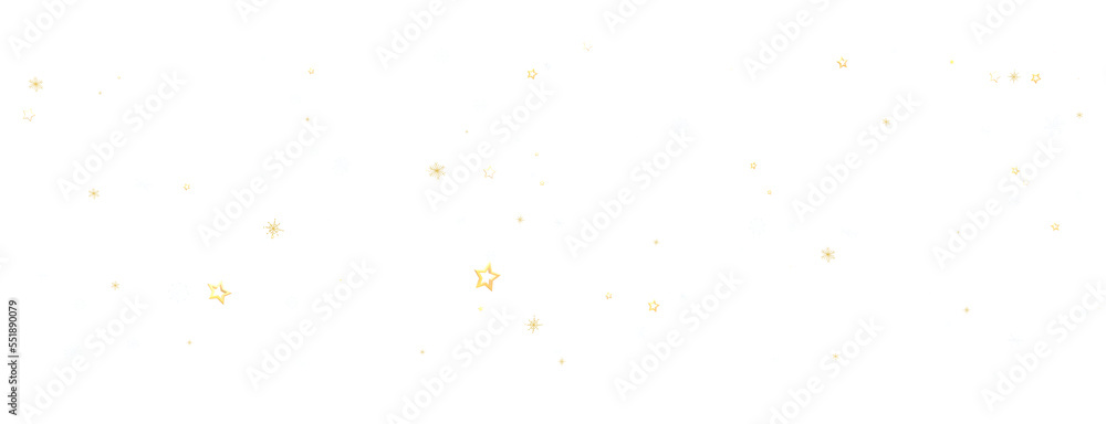 golden openwork shiny snowflakes, star, 3D rendering.