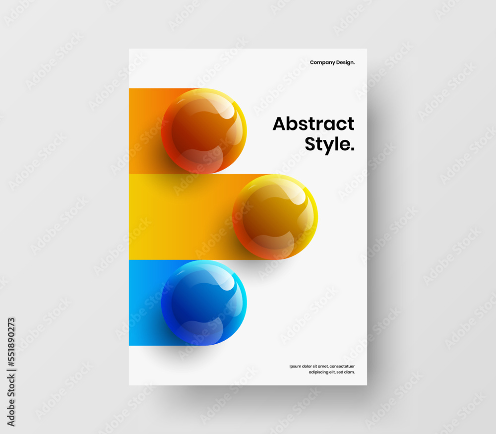 Abstract 3D spheres magazine cover layout. Original front page design vector concept. Abstract 3D spheres magazine cover layout. Original front page design vector concept.