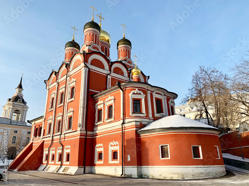 Moscow, Znamensky Cathedral in Znamensky monastery on Varvarka street in winter photo