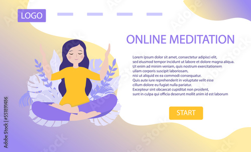 Internet page template for online meditation and yoga