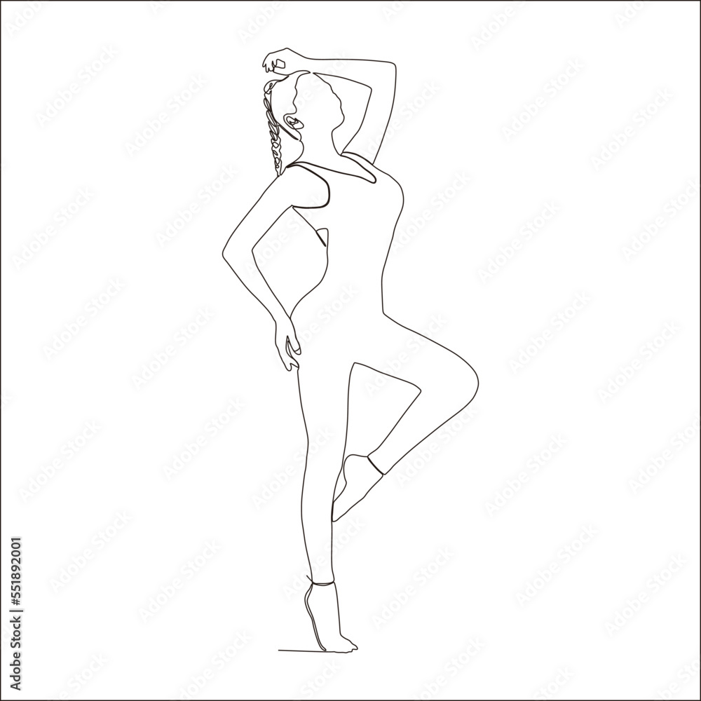 continuous line of young women in pigeon pose continuous line of young women in pigeon pose