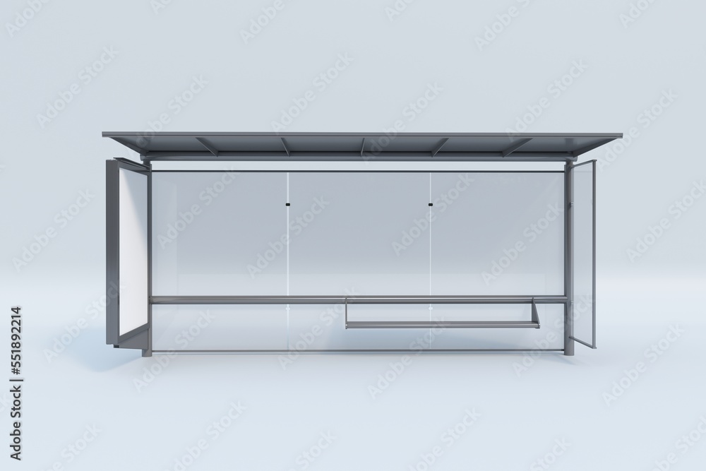 Modern Bus stop Mockup isolated on white background, 3D Rendering Modern Bus stop Mockup isolated on white background, 3D Rendering