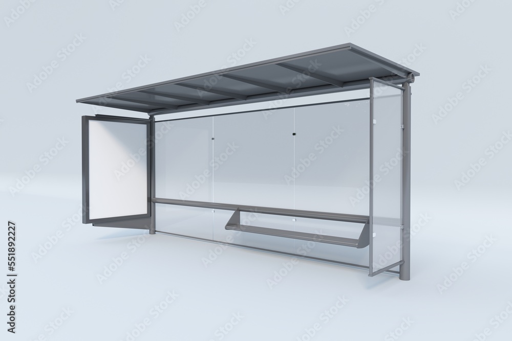 Modern Bus stop Mockup isolated on white background, 3D Rendering Modern Bus stop Mockup isolated on white background, 3D Rendering