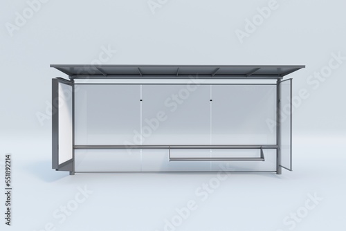 Modern Bus stop Mockup isolated on white background, 3D Rendering